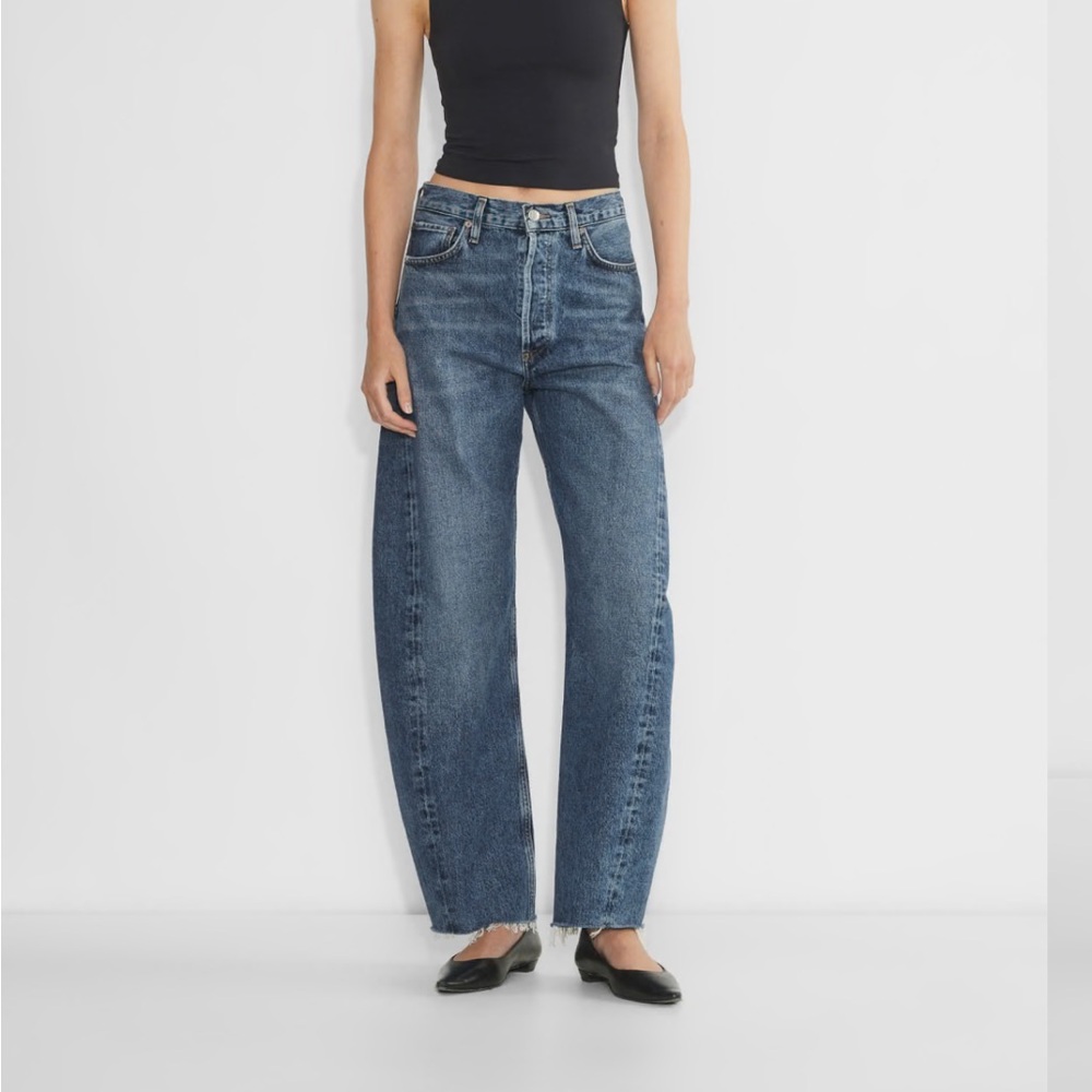 Agolde High-Rise Wide Leg Jeans in Medium Blue Wash
